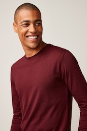 Burgundy Red Regular Fit Long Sleeve Crew Neck T-Shirt - Image 3 of 4