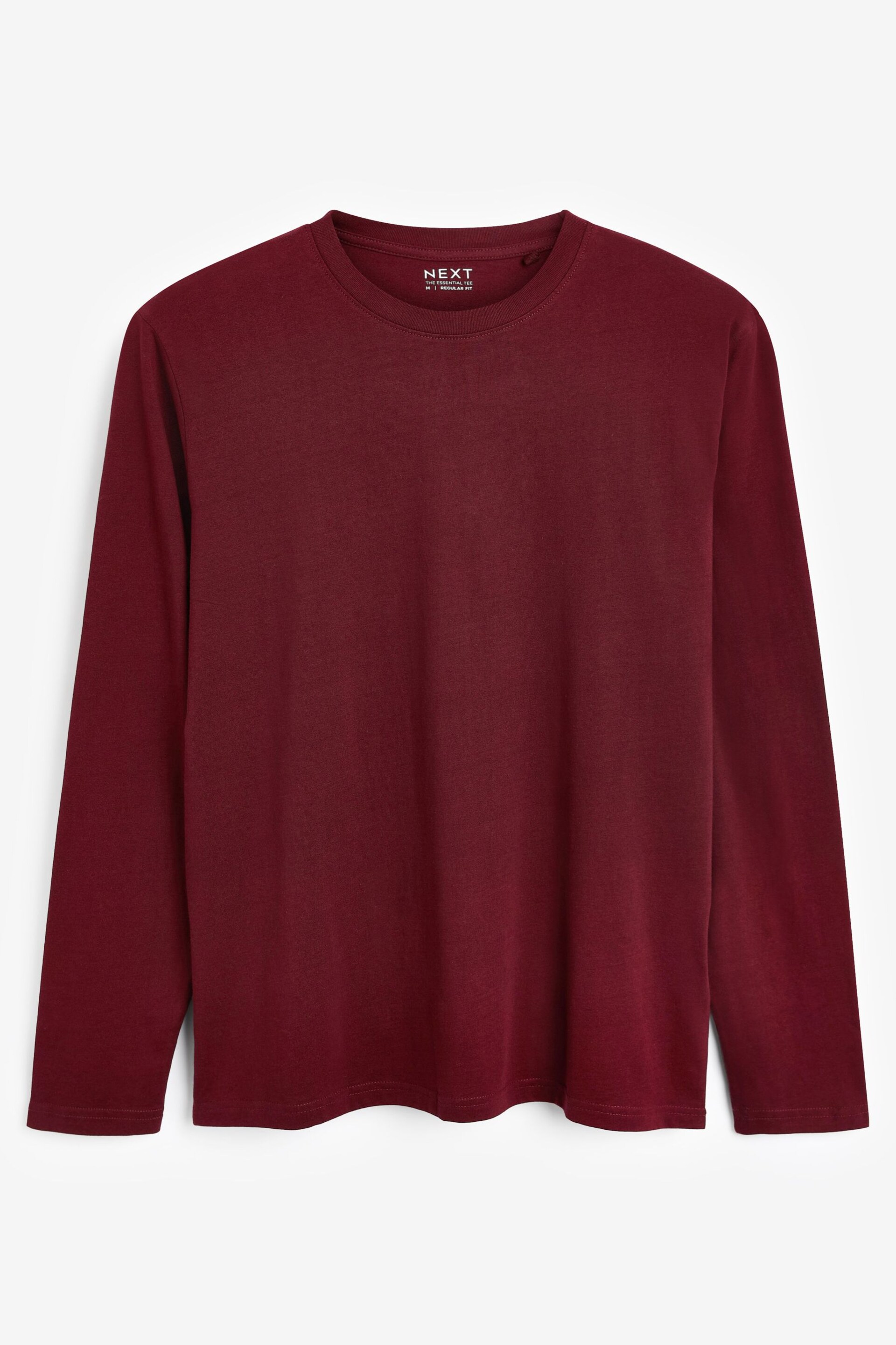 Burgundy Red Regular Fit Long Sleeve Crew Neck T-Shirt - Image 4 of 4