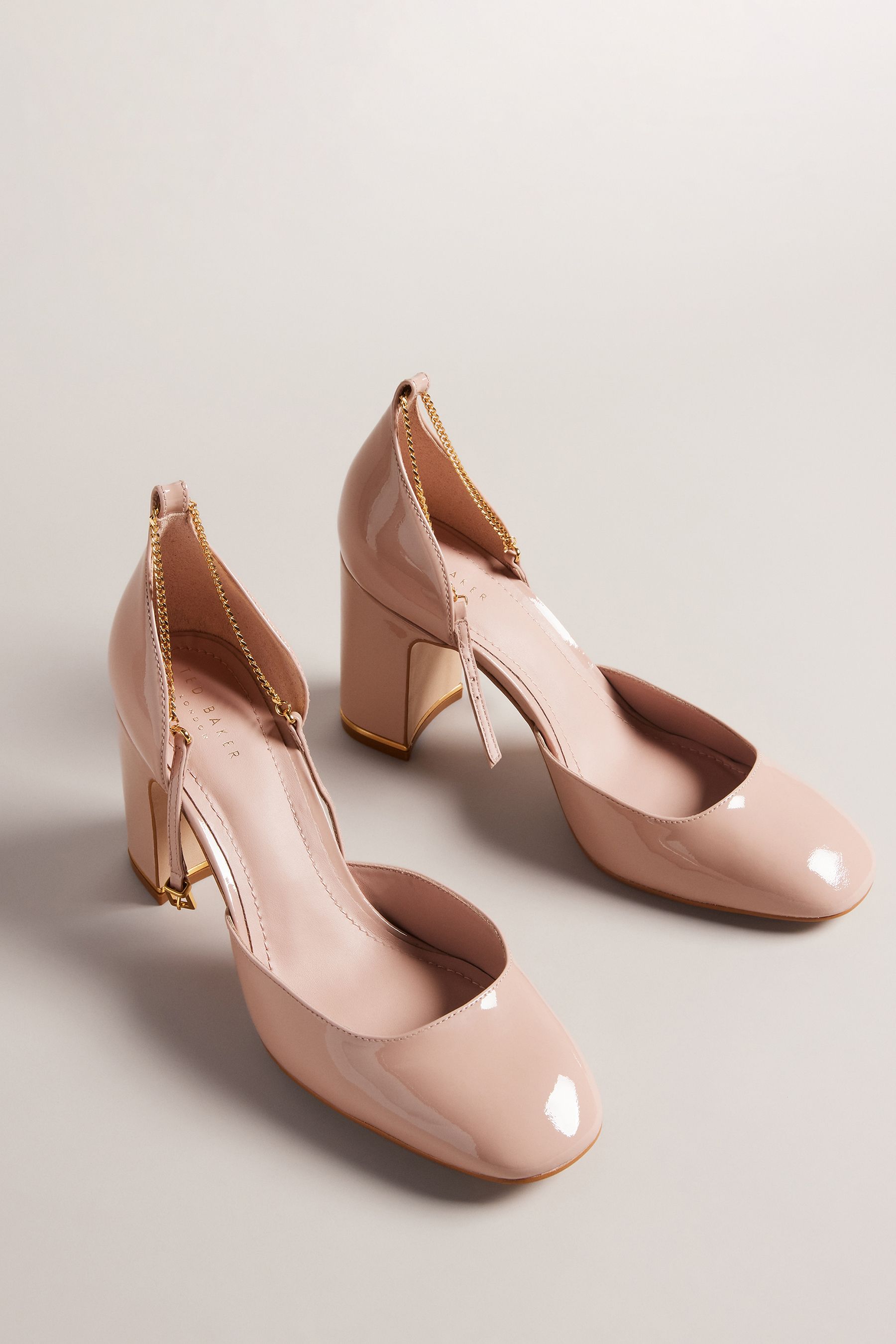 Buy Ted Baker Pink Keliy Strappy Chain Patent Closed Toe Heels from Next Austria