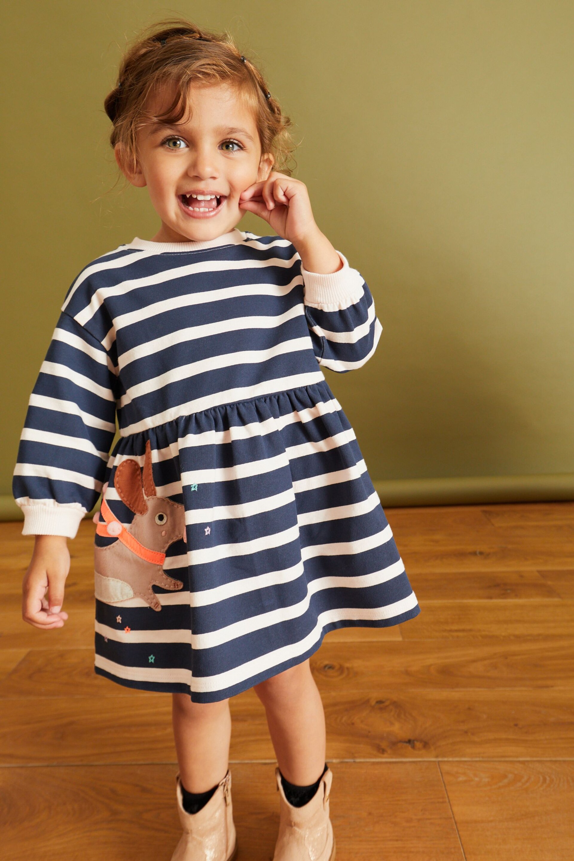 Striped Character Sweat Dress (3mths-7yrs) - Image 2 of 8
