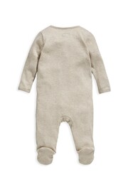 Mamas & Papas Newborn Unisex Brown Basics Oatmeal Zip Sleepsuit - Image 3 of 4