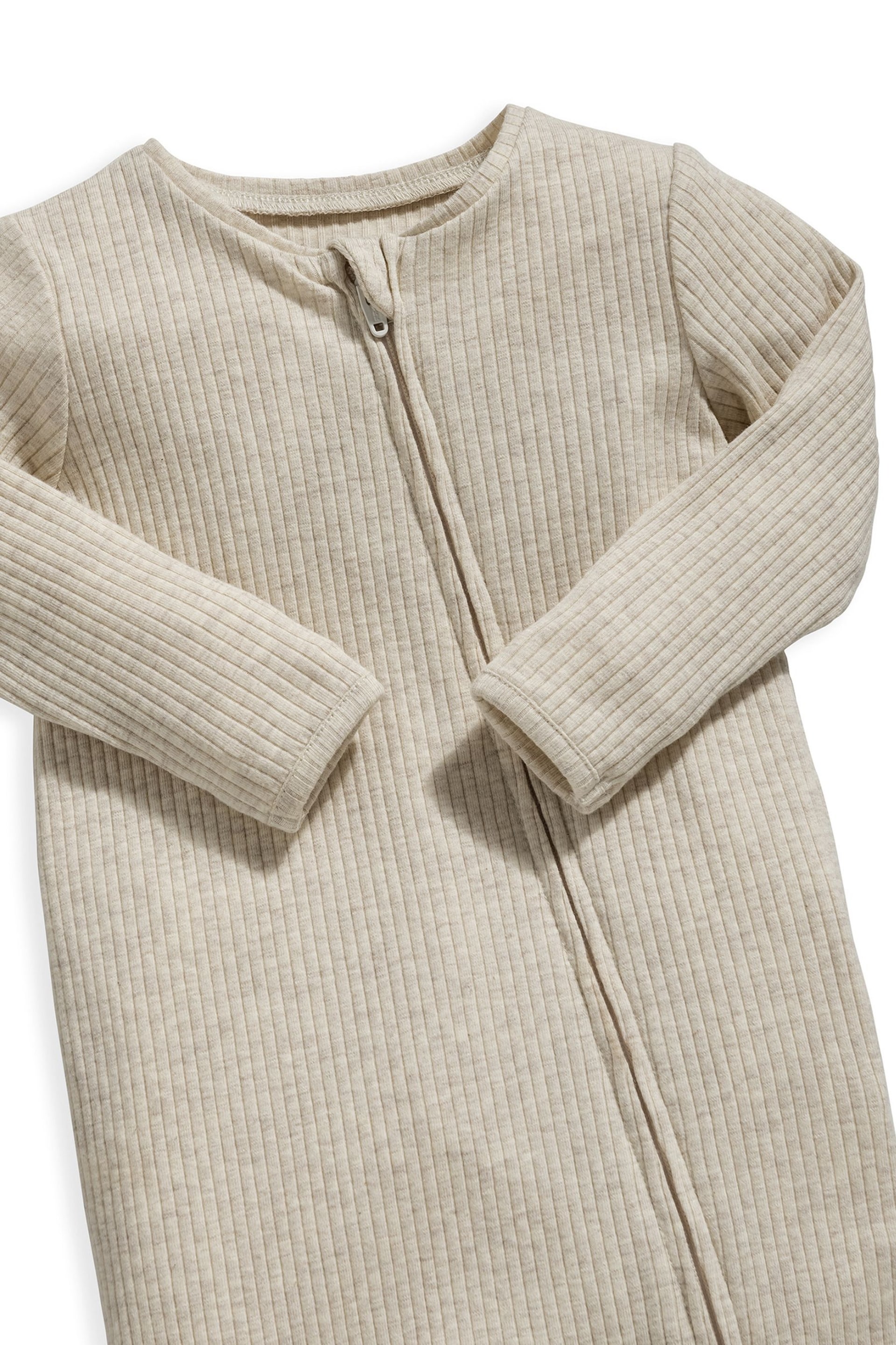 Mamas & Papas Newborn Unisex Brown Basics Oatmeal Zip Sleepsuit - Image 4 of 4