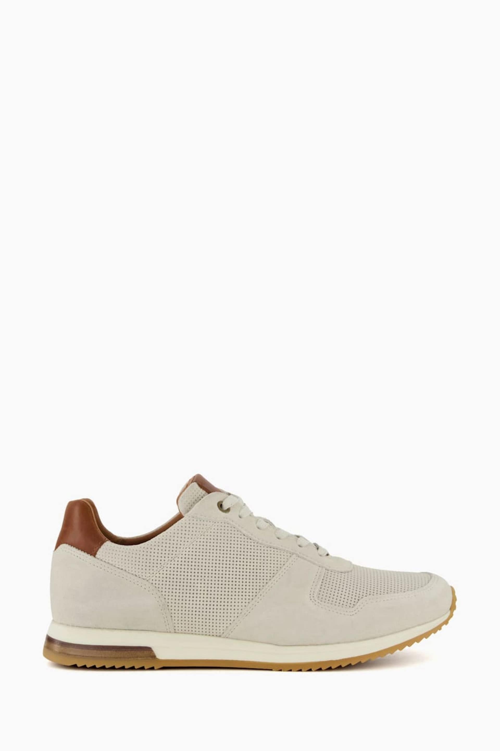 Dune London White Trilogy Perforated Runner Trainers - Image 1 of 5