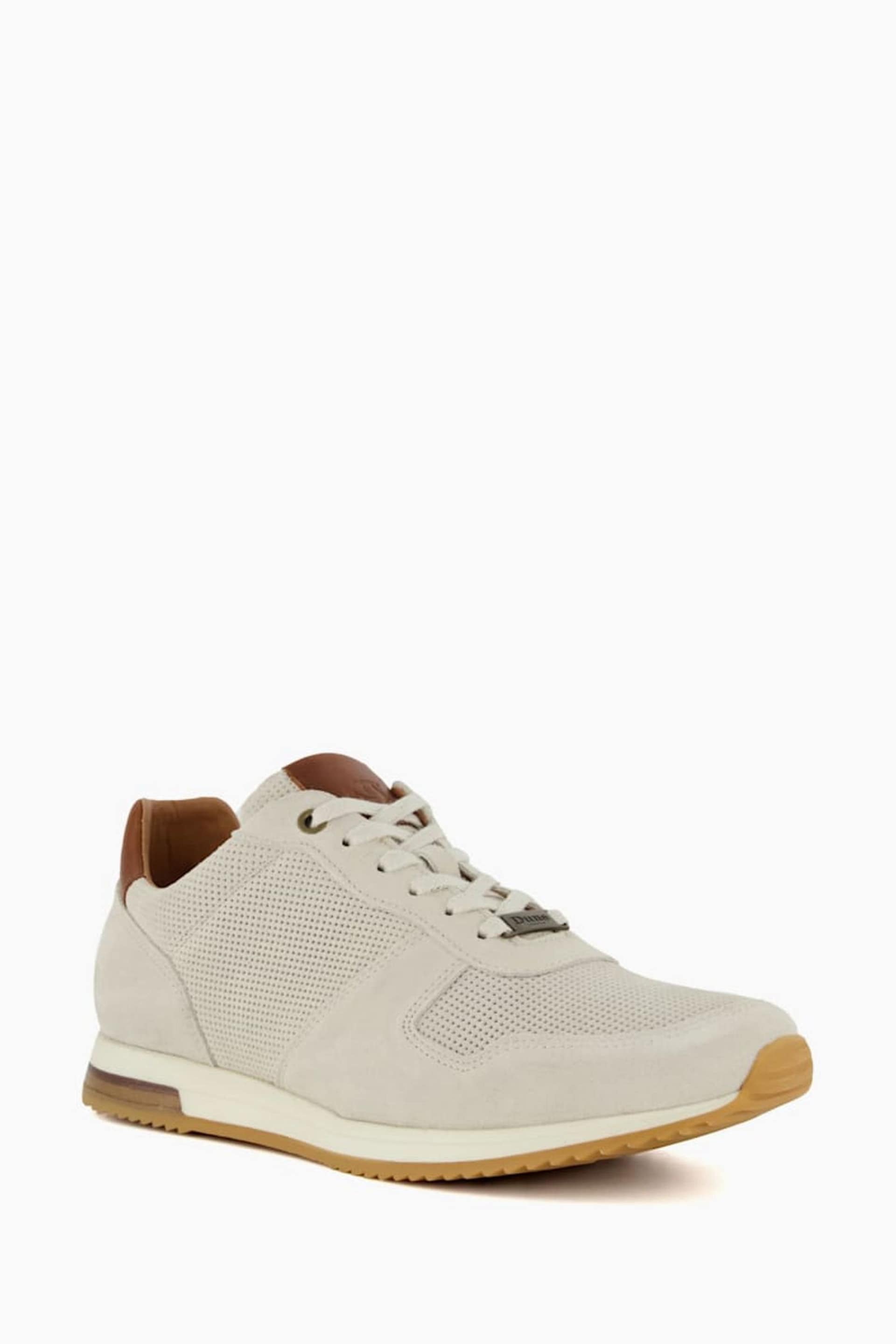 Dune London White Trilogy Perforated Runner Trainers - Image 3 of 5
