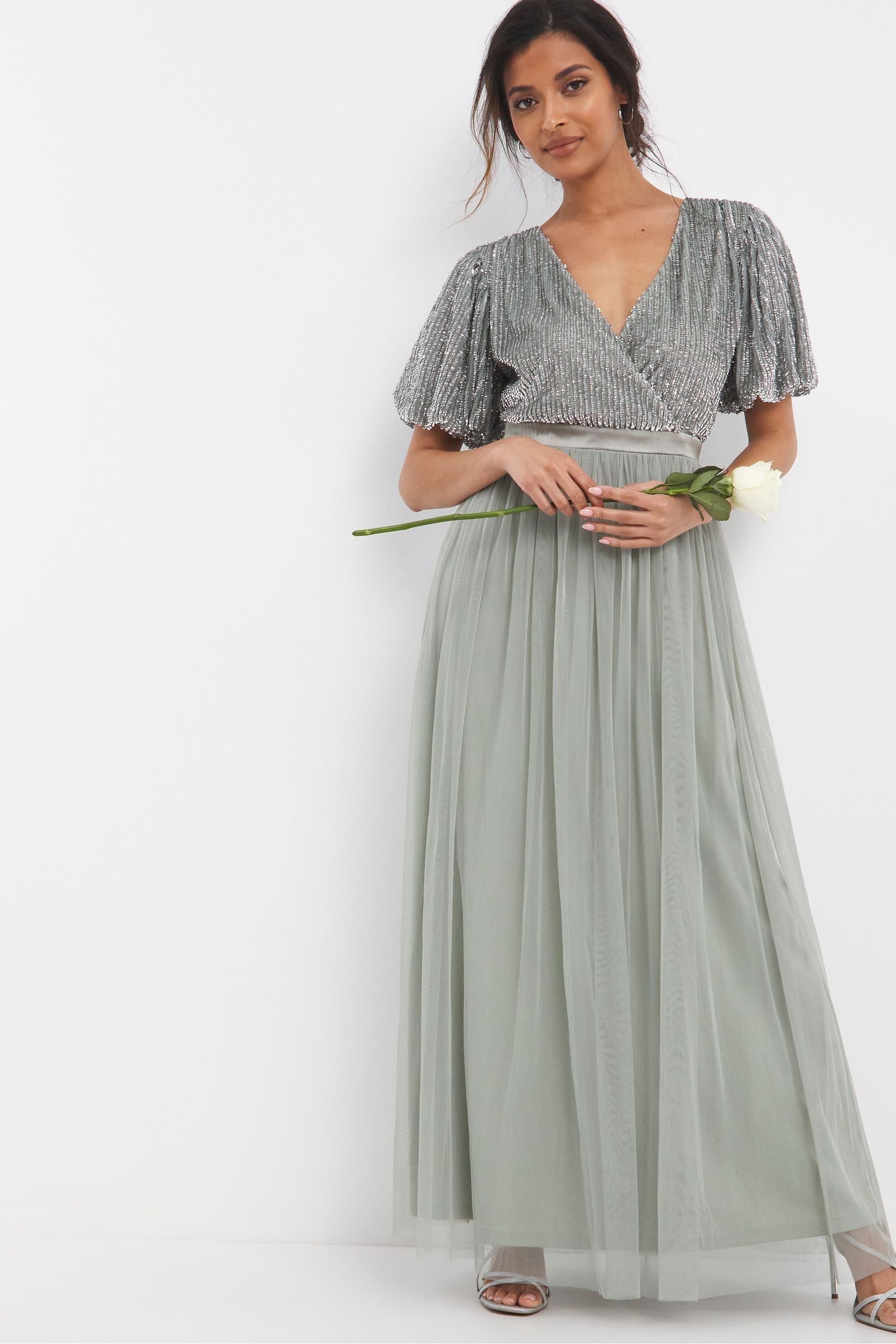 Buy Joanna Hope Green Sequin Bridesmaid Dress from Next Luxembourg