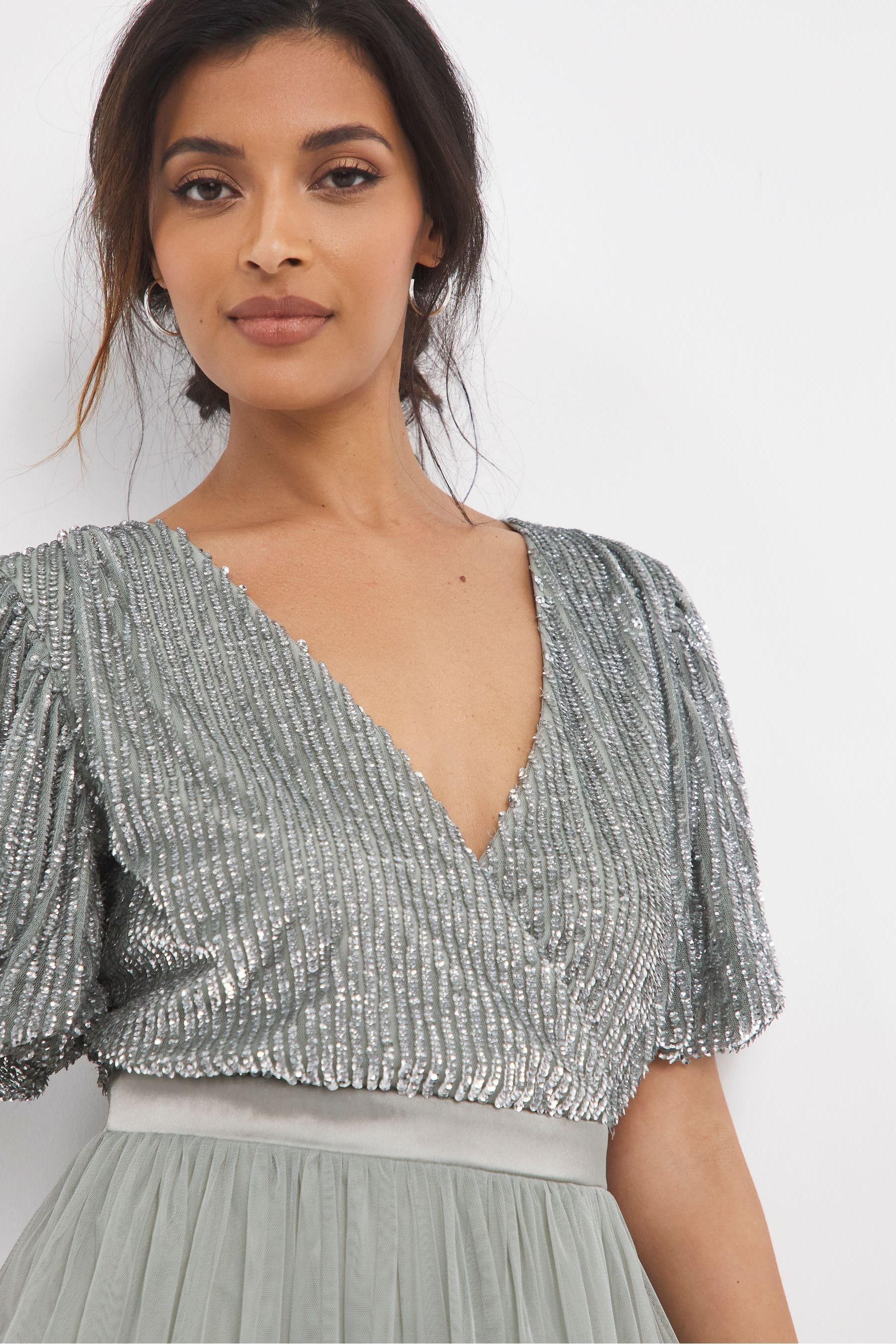 Buy Joanna Hope Green Sequin Bridesmaid Dress from Next Luxembourg