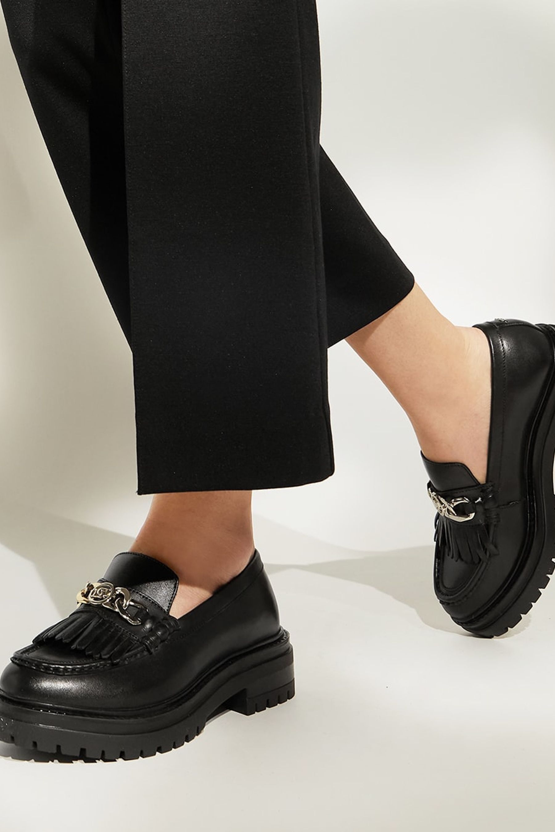 Dune black loafers on sale