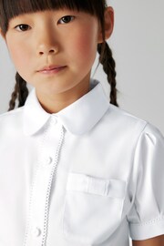 Clarks White Short Sleeve Girls Lace Trim School Shirt - Image 5 of 11
