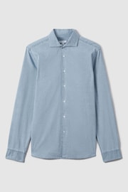 Reiss Blue Draper Washed Chambray Button-Through Shirt - Image 2 of 8