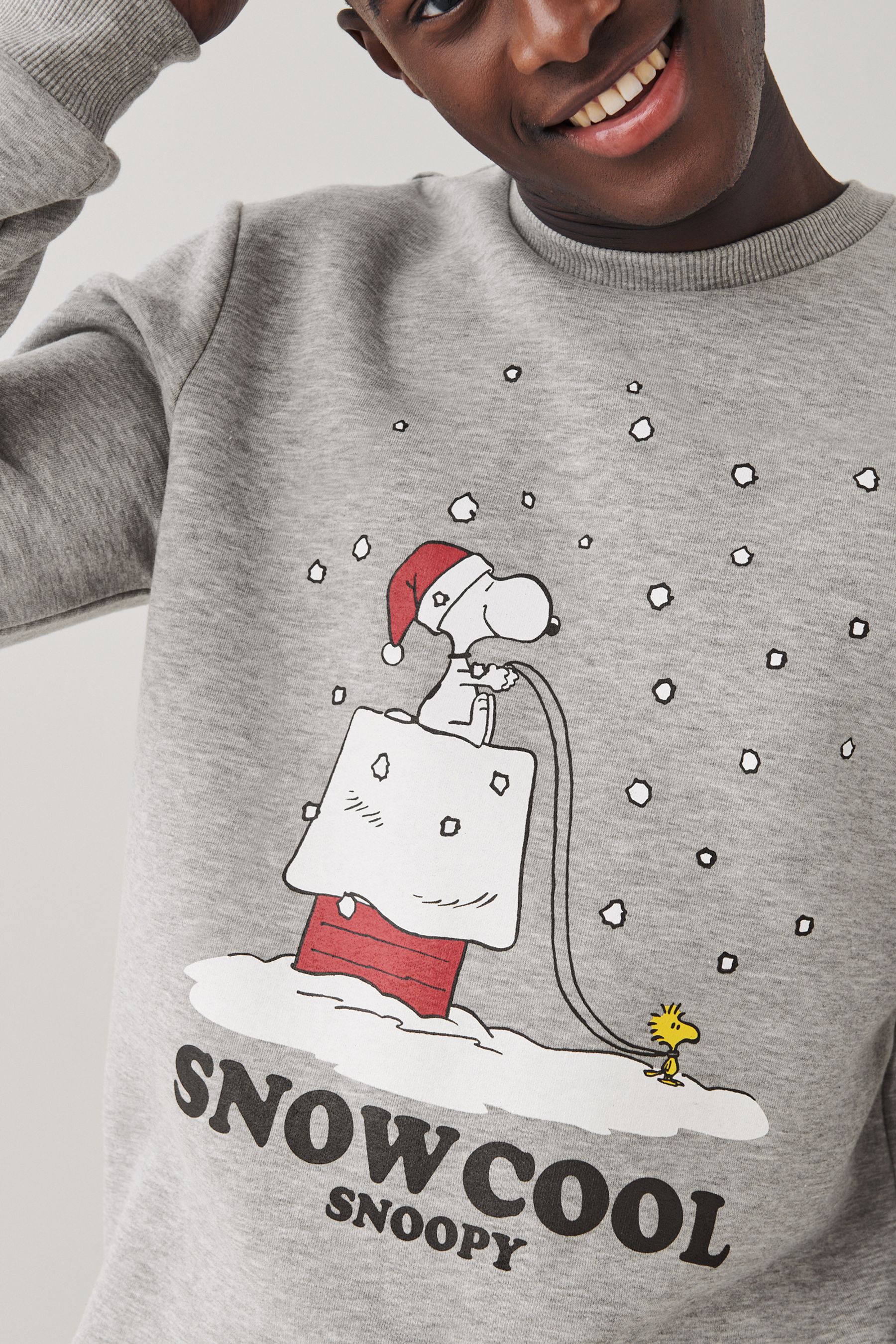 Buy Grey Christmas Snoopy Peanuts Sweatshirt Jumper from Next Lithuania