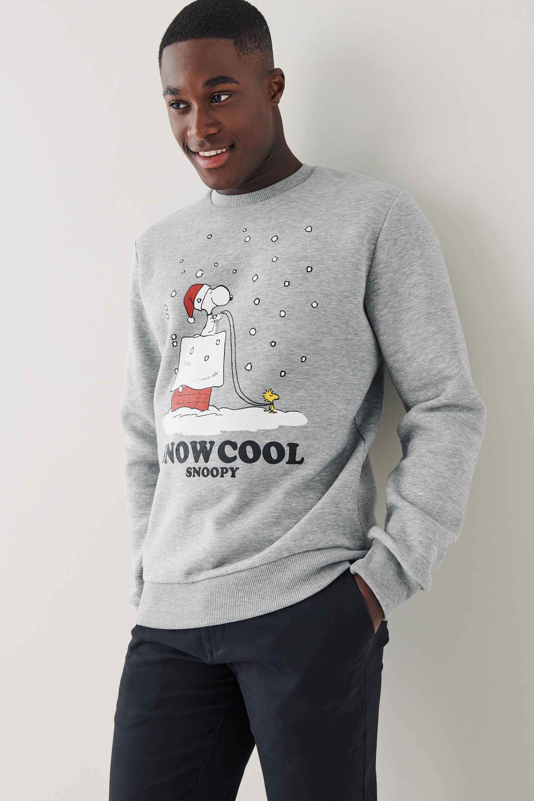 Buy Grey Christmas Snoopy Peanuts Sweatshirt Jumper from Next Lithuania