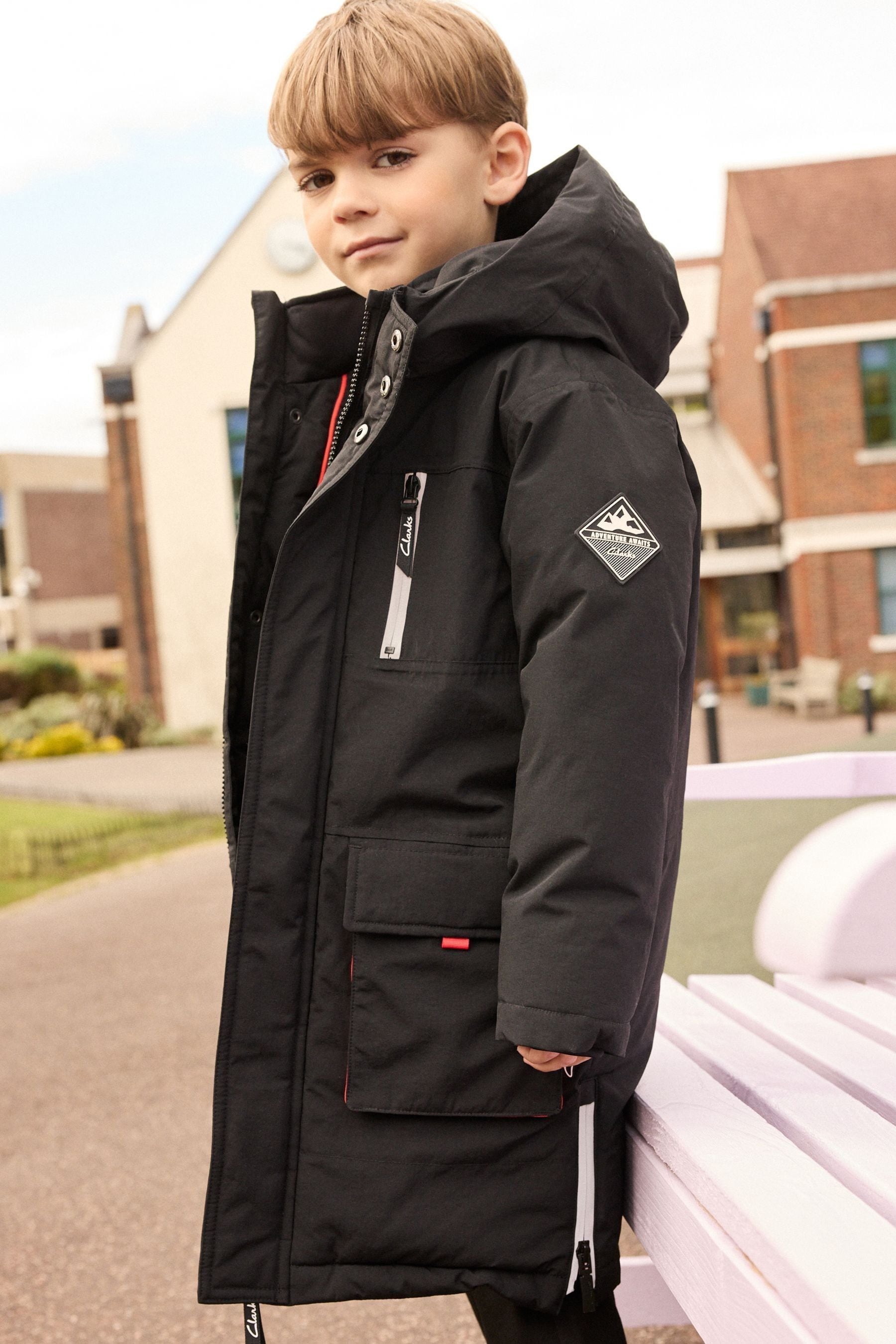 Buy Clarks Black Boys Black Waterproof Parka Coat from Next Luxembourg