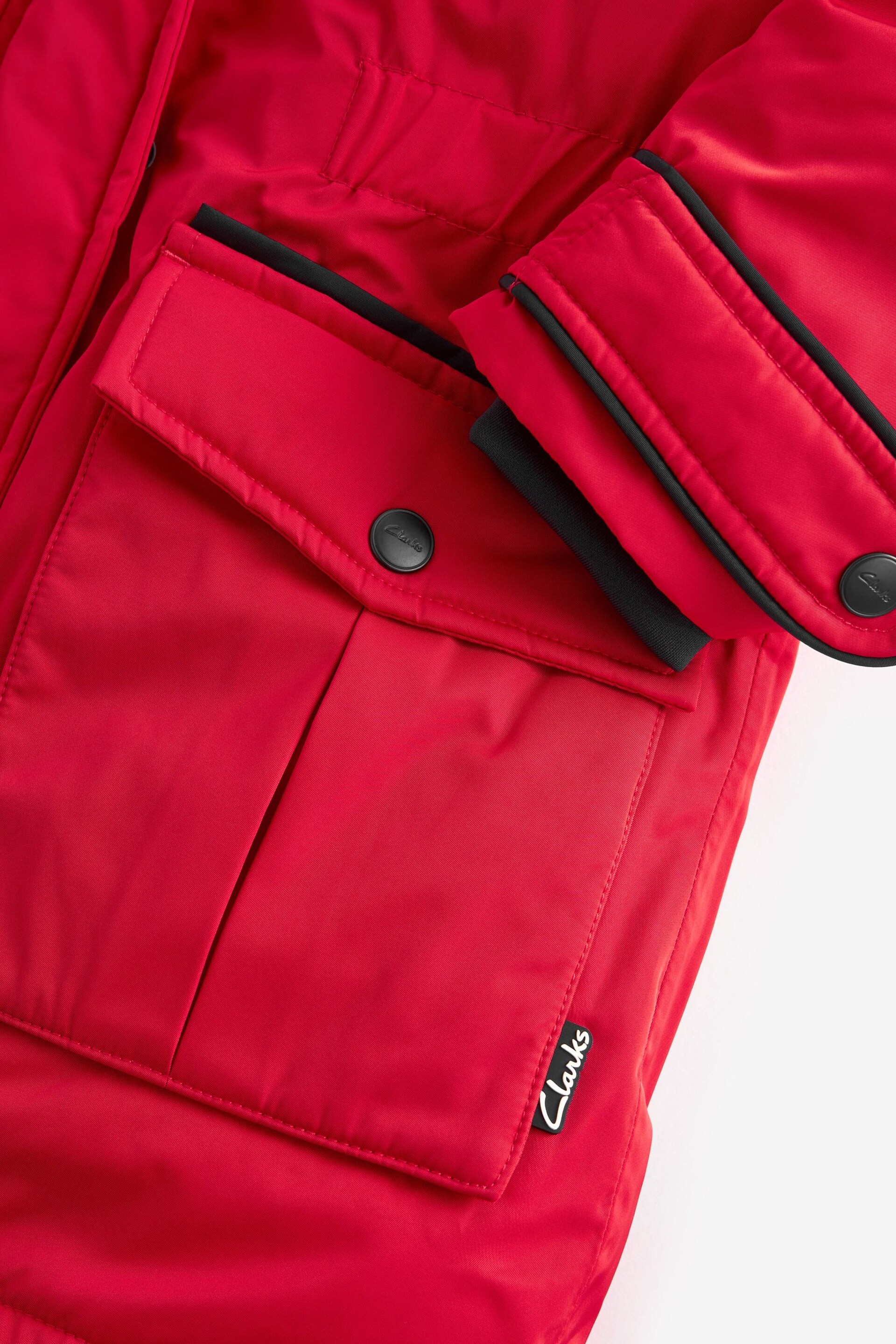 Clarks Red Waterproof Girls Parka Coat - Image 12 of 13