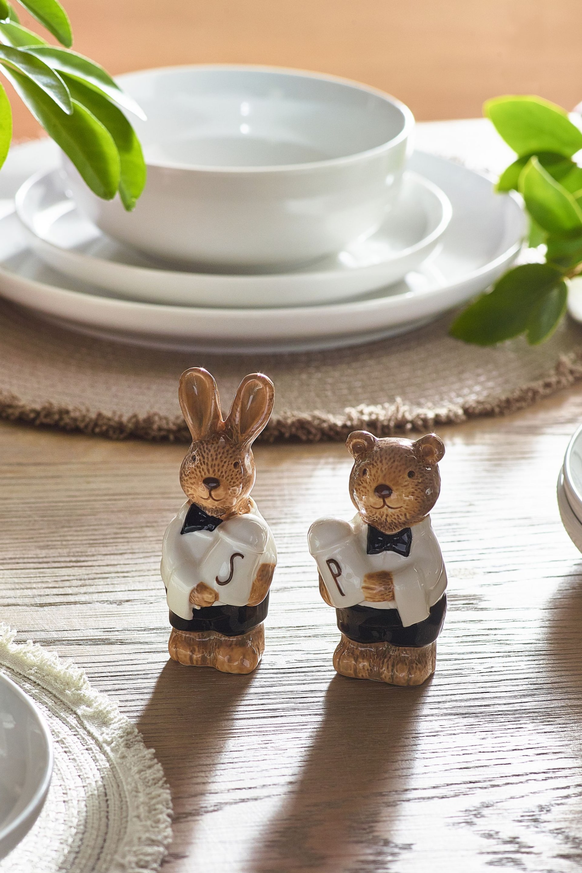 Natural Bunny and Bear Salt and Pepper Shaker Set - Image 1 of 4