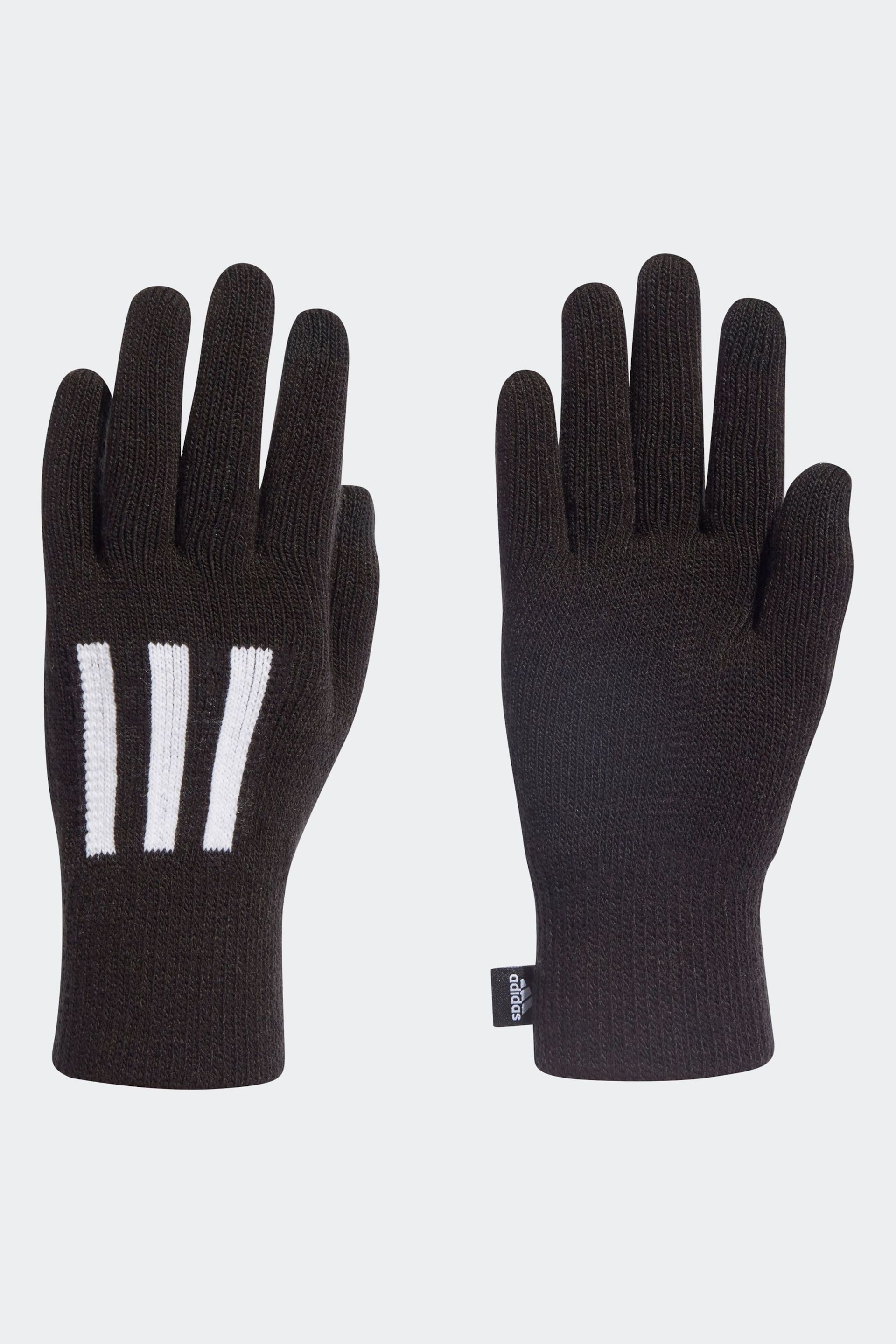 adidas Black Adult 3-Stripes Conductive Gloves - Image 1 of 3