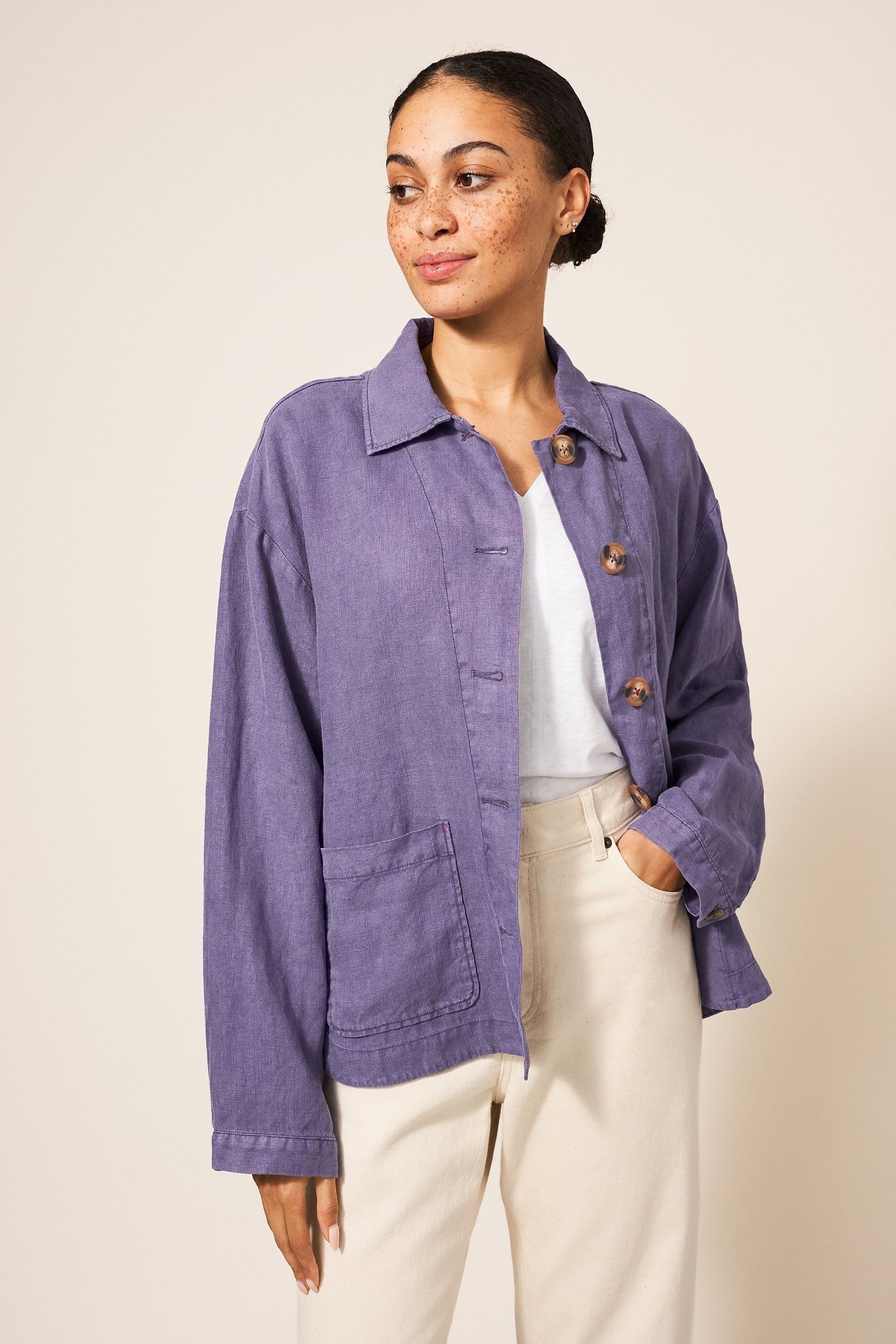 Purple linen jacket discount