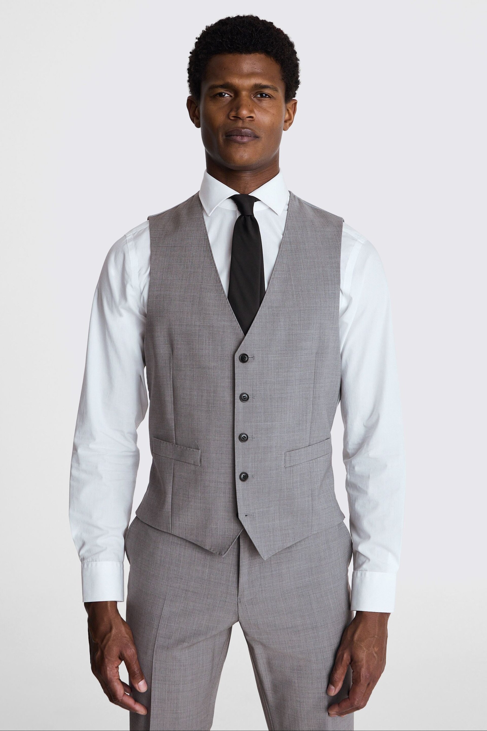 MOSS Light Grey Tailored Fit Performance Suit Waistcoat - Image 1 of 3