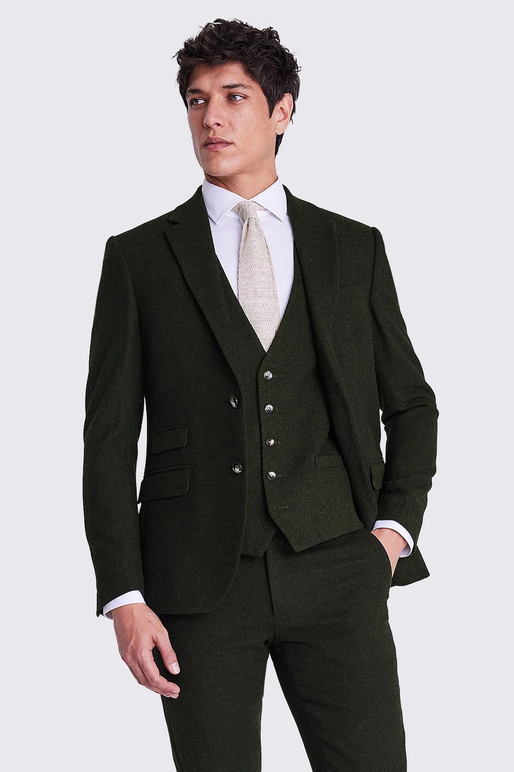 Buy MOSS Khaki Green Slim Fit Donegal Tweed Suit Jacket from Next Luxembourg