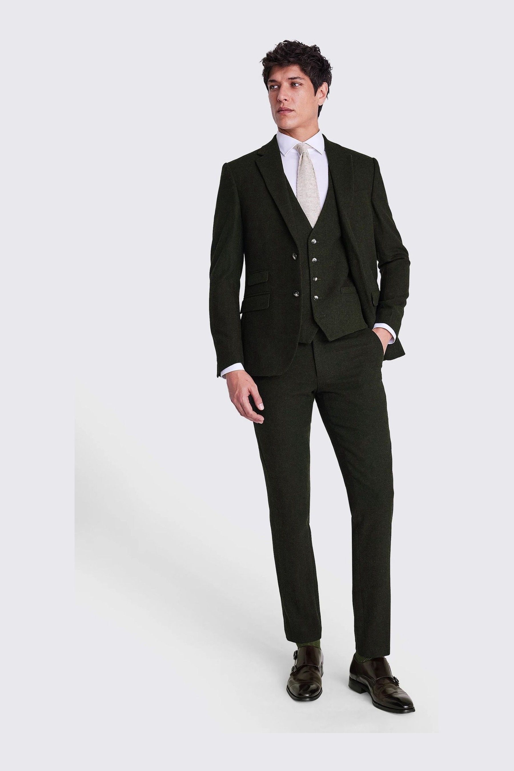 Buy MOSS Khaki Green Slim Fit Donegal Tweed Suit Jacket from Next Luxembourg