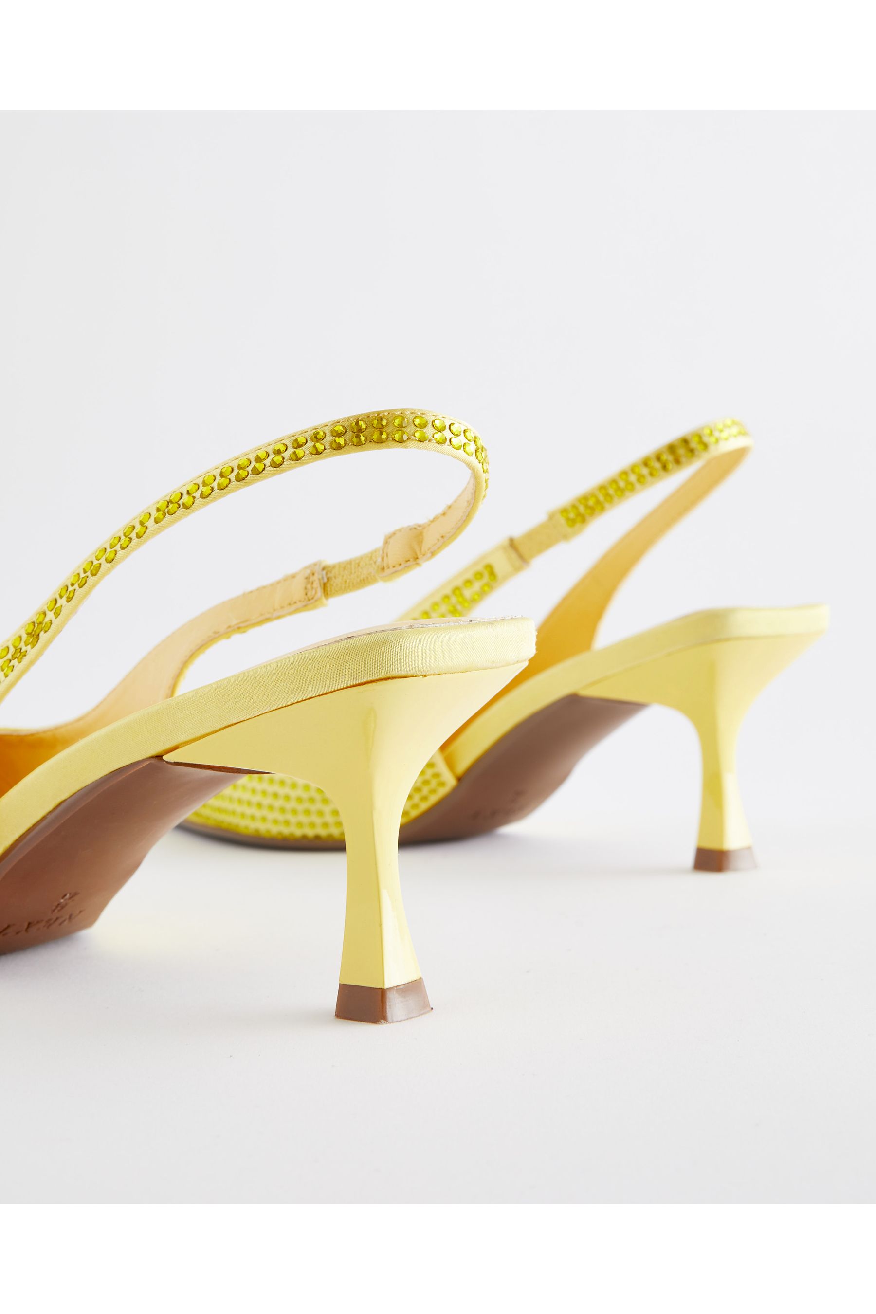 Buy Yellow Forever Comfort Jewel Studded Slingback Kitten Heels from Next Luxembourg