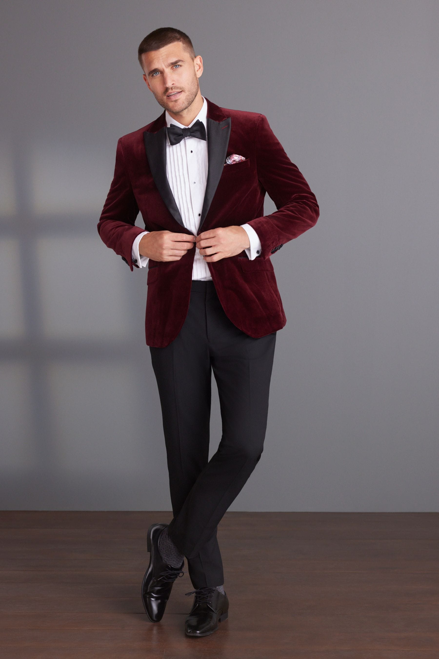 Burgundy Red Slim Fit Signature Pontoglio Italian Fabric Velvet Blazer