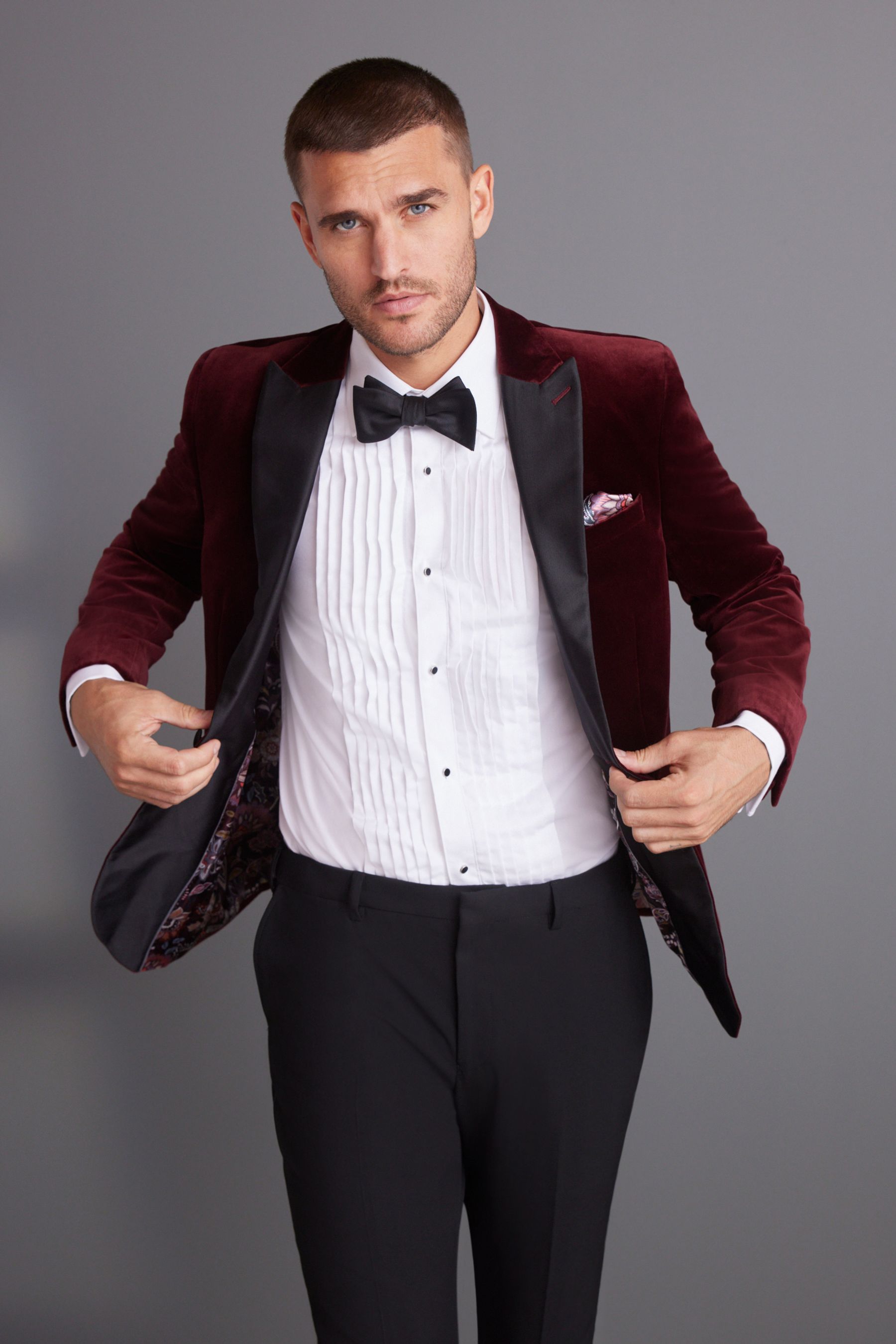 Buy Burgundy Red Slim Fit Signature Pontoglio Italian Fabric Velvet Blazer from Next Luxembourg