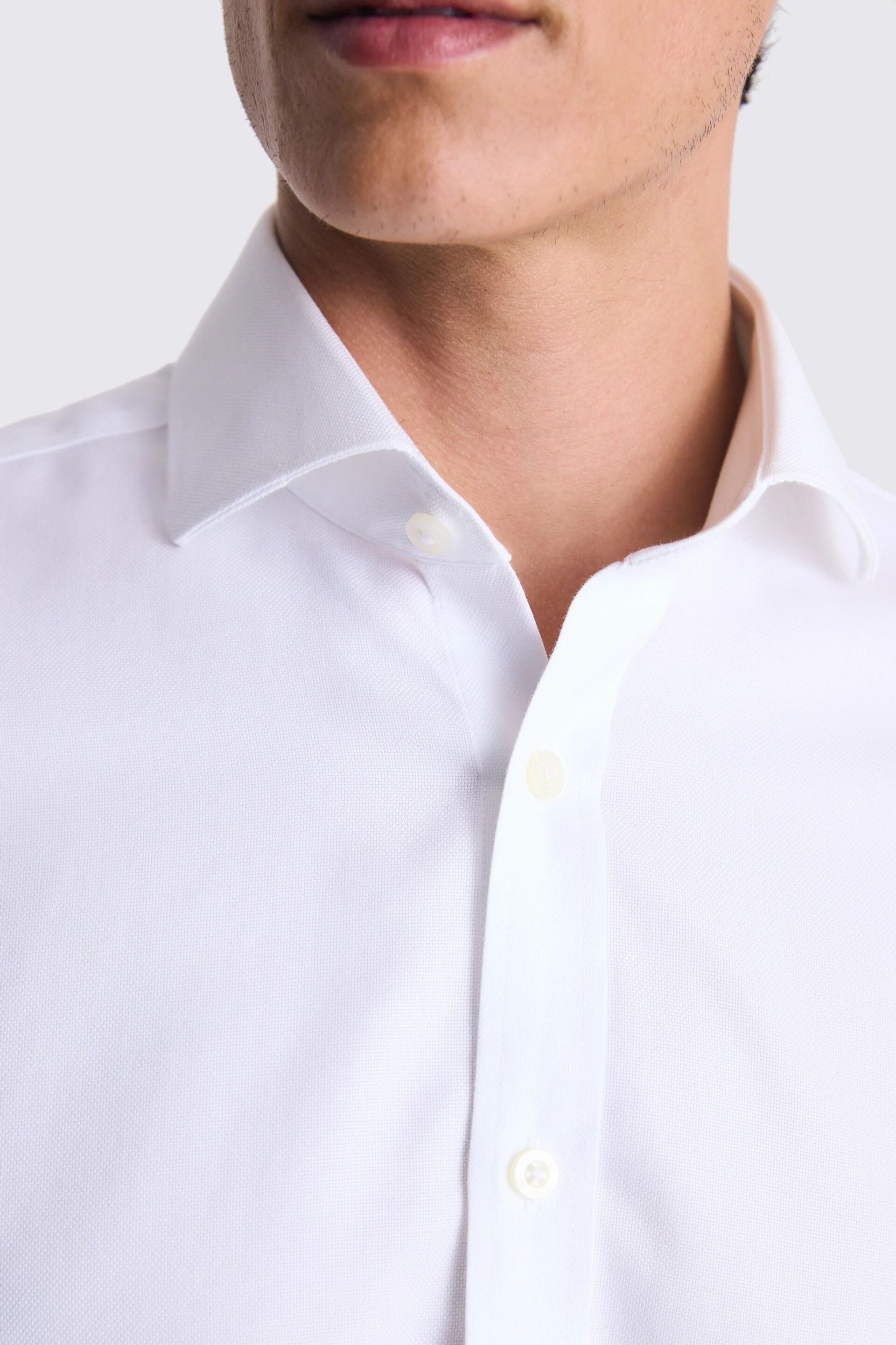 MOSS White Tailored Fit Textured Zero Iron Shirt - Image 2 of 4