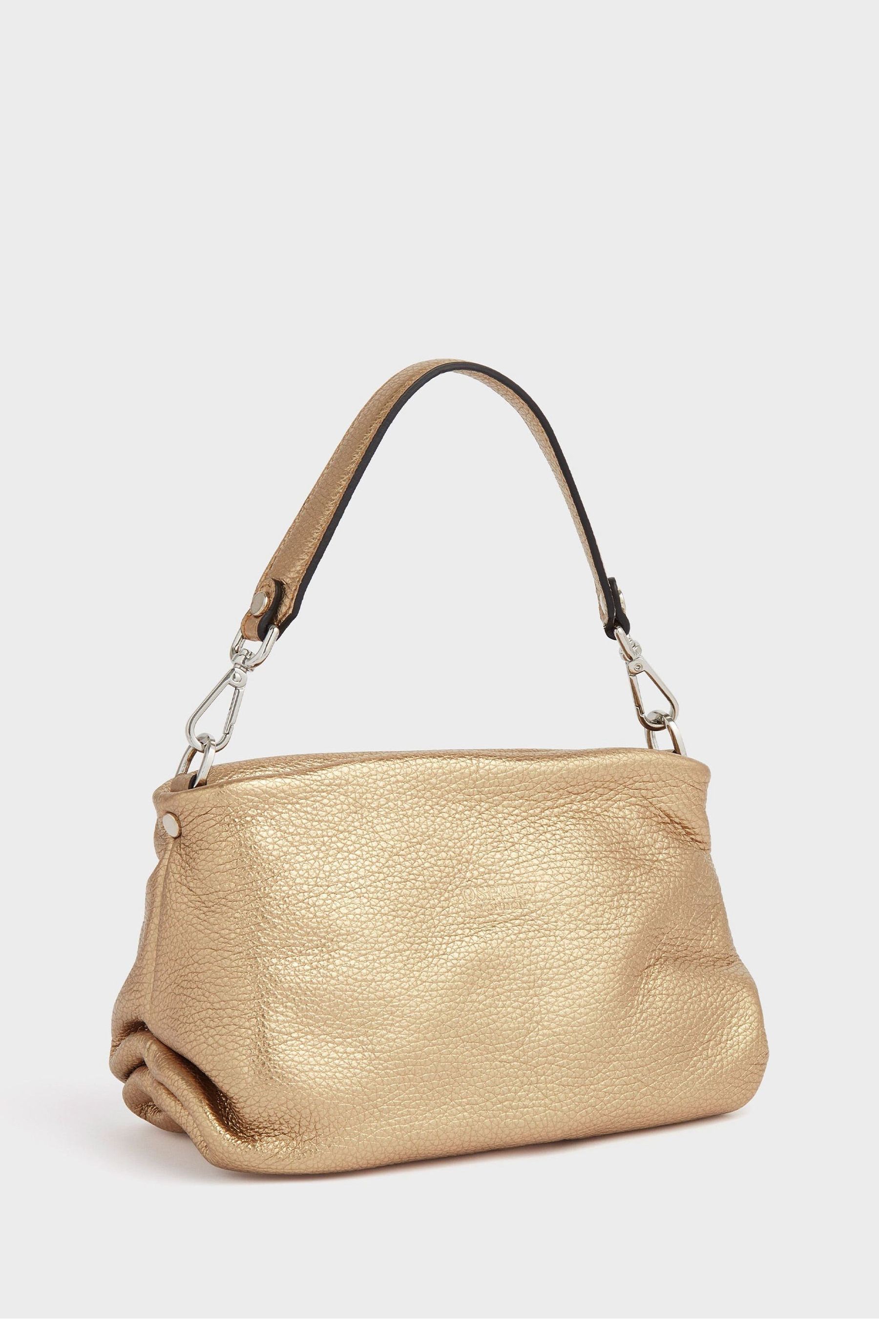 OSPREY LONDON The Carina Shrug Italian Leather Midnight Pearl Midnight Handbag