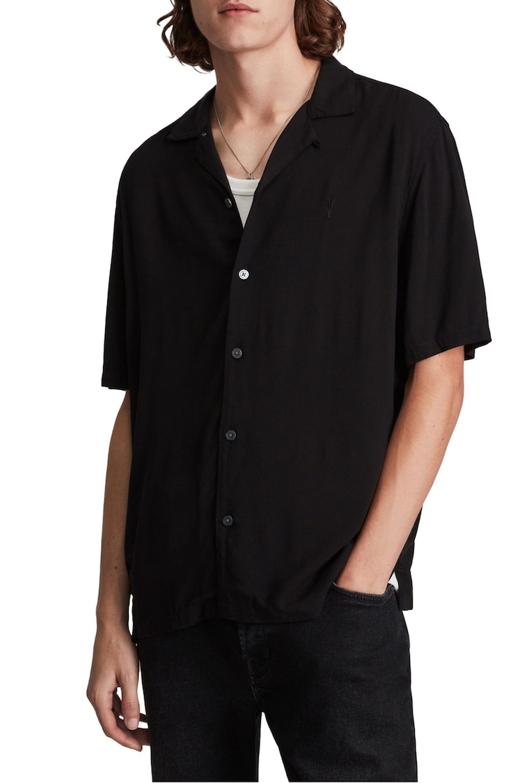 AllSaints Black Venice Shortsleeve Shirt - Image 1 of 4