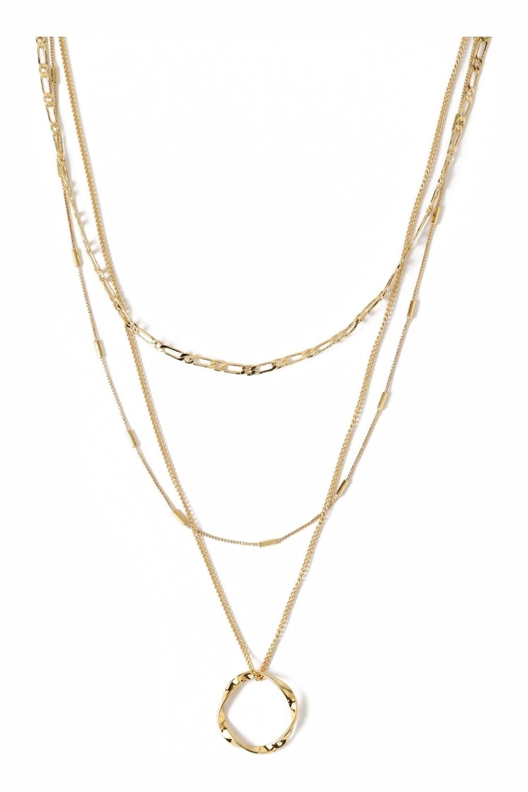Gold Open Circle Three Row Necklace