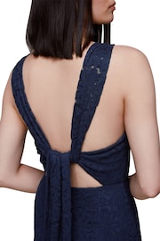 Whistles Blue Lace Tie Back Maxi Dress - Image 3 of 4