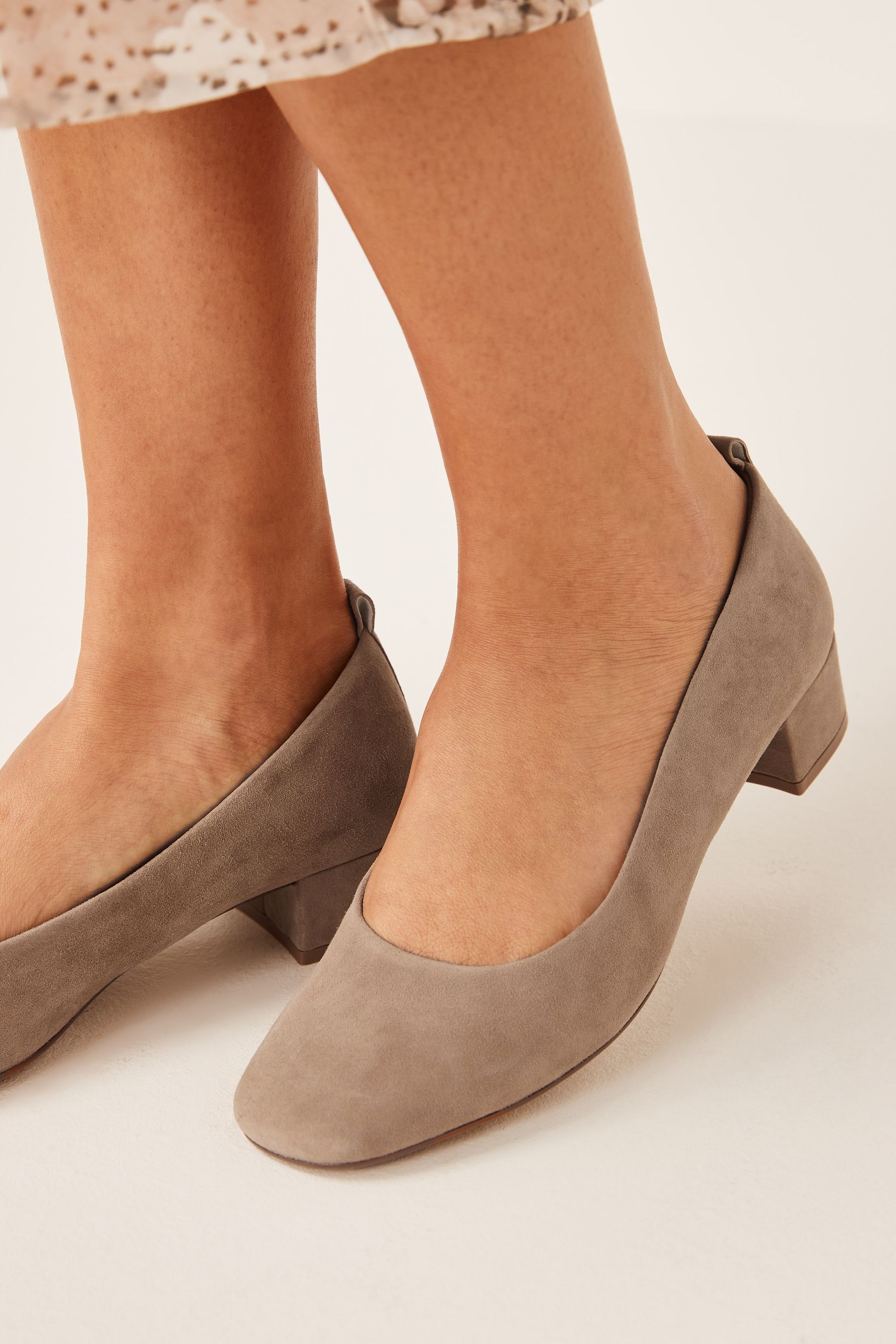 Buy Taupe Brown Forever Comfort Leather Low Block Heel Shoes from Next Luxembourg