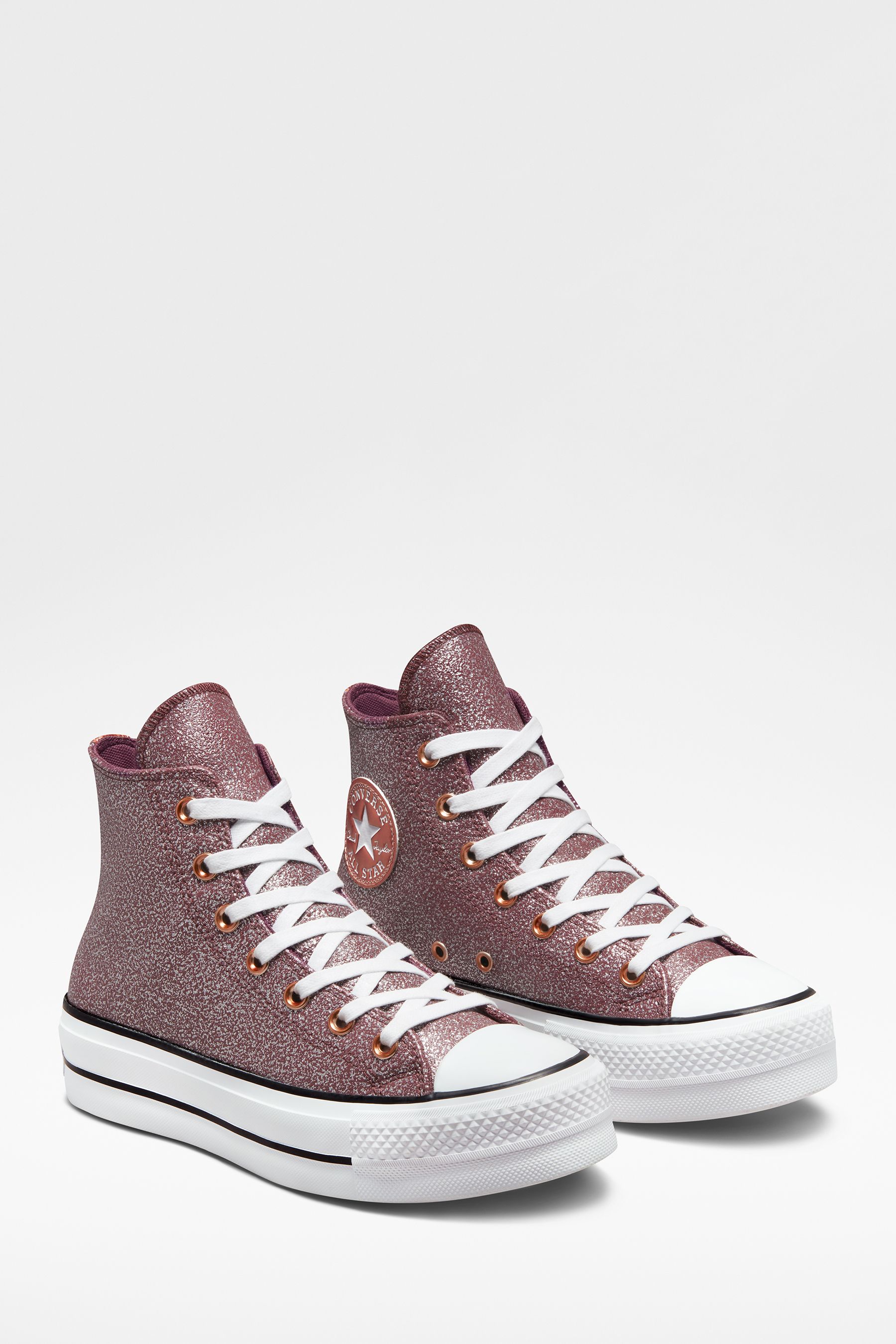 Buy Converse Purple Glitter Lift High Top Trainers from Next Luxembourg