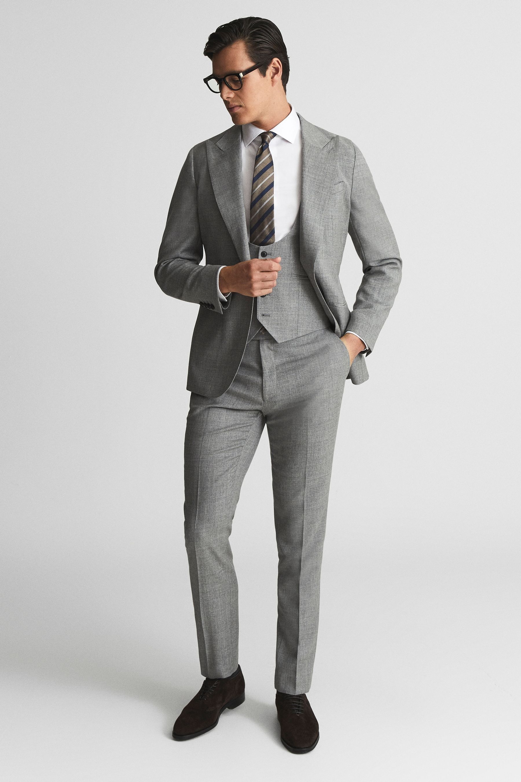 Buy Reiss Grey Buxley Wool Wedding Suit Horseshoe Slim Fit Waistcoat from the Next UK online shop