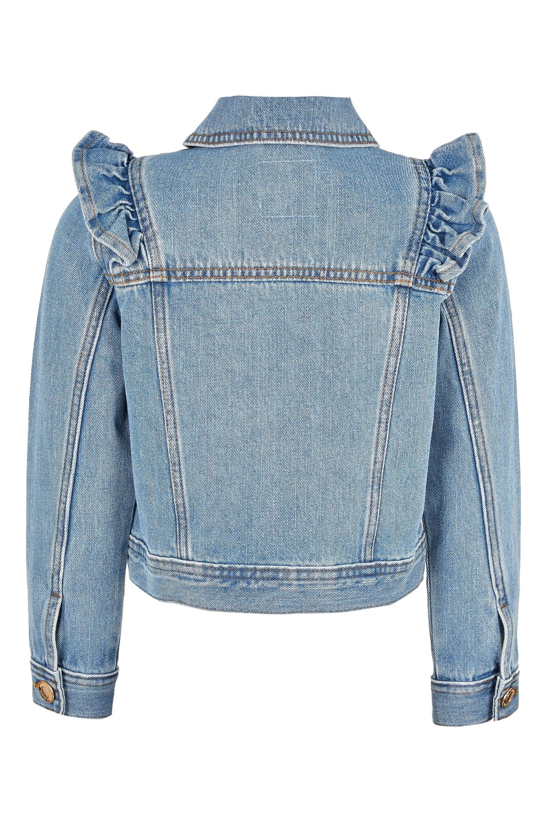 Buy River Island Blue 100 Cotton Frill Pippy Denim Jacket from the Next UK online shop