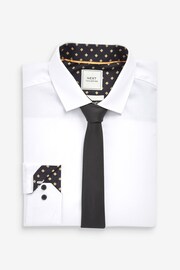 White/Black Regular Fit Single Cuff Shirt And Tie Pack - Image 5 of 7