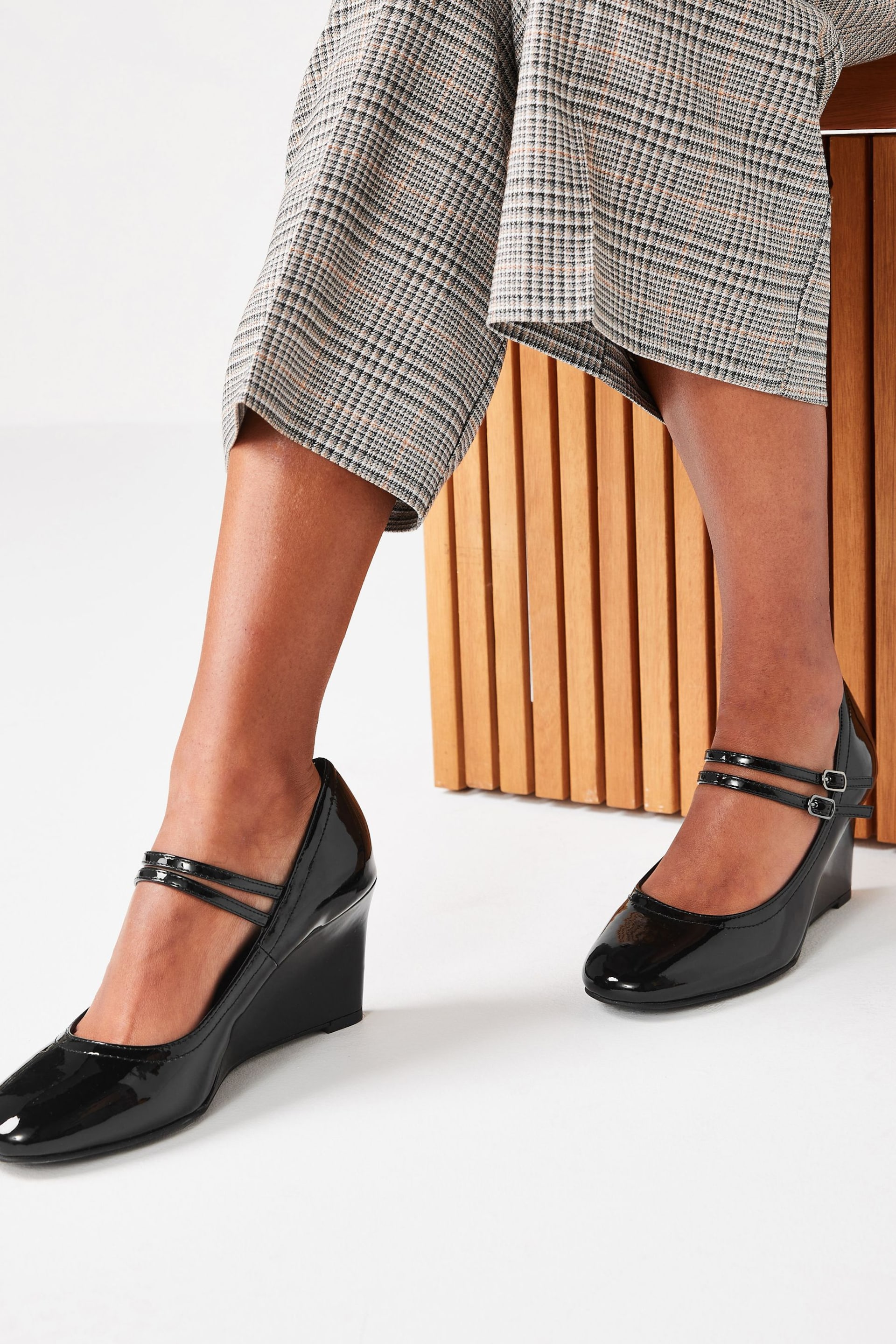 Black Forever Comfort® Mary Jane Wedge Shoes - Image 1 of 5