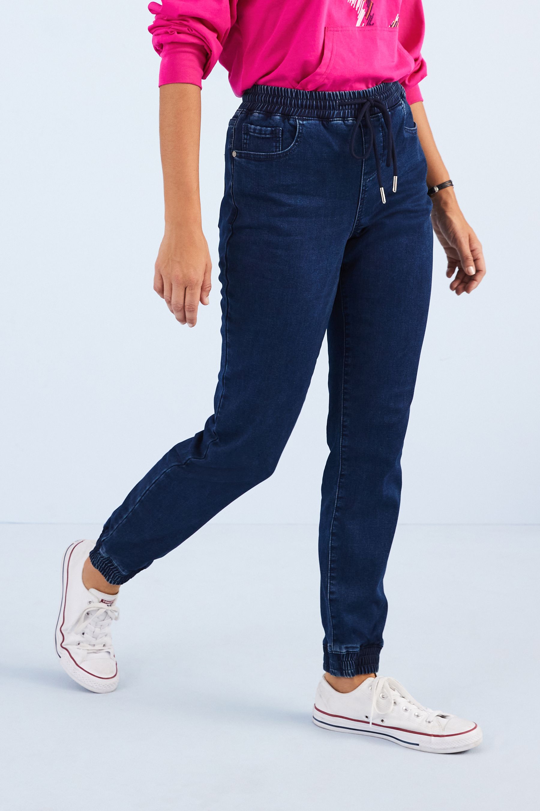 Buy Dark Blue Cosy Feel Soft Stretch Jersey Denim Joggers from Next Austria