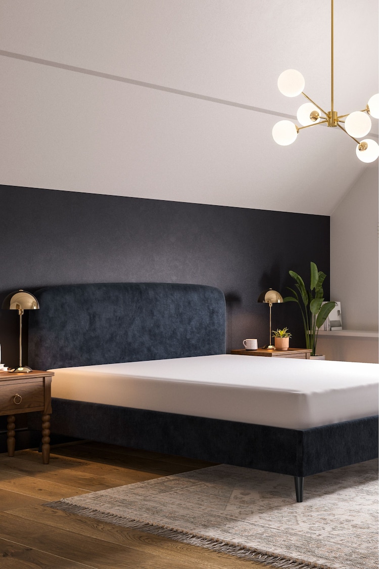 Blue Slate Plush Chenille Matson Upholstered Bed Bed Frame - Image 3 of 6