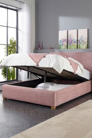 Aspire Furniture Pink Bouclé Upholstered Garland End Lift Ottoman Storage Bed - Image 2 of 6