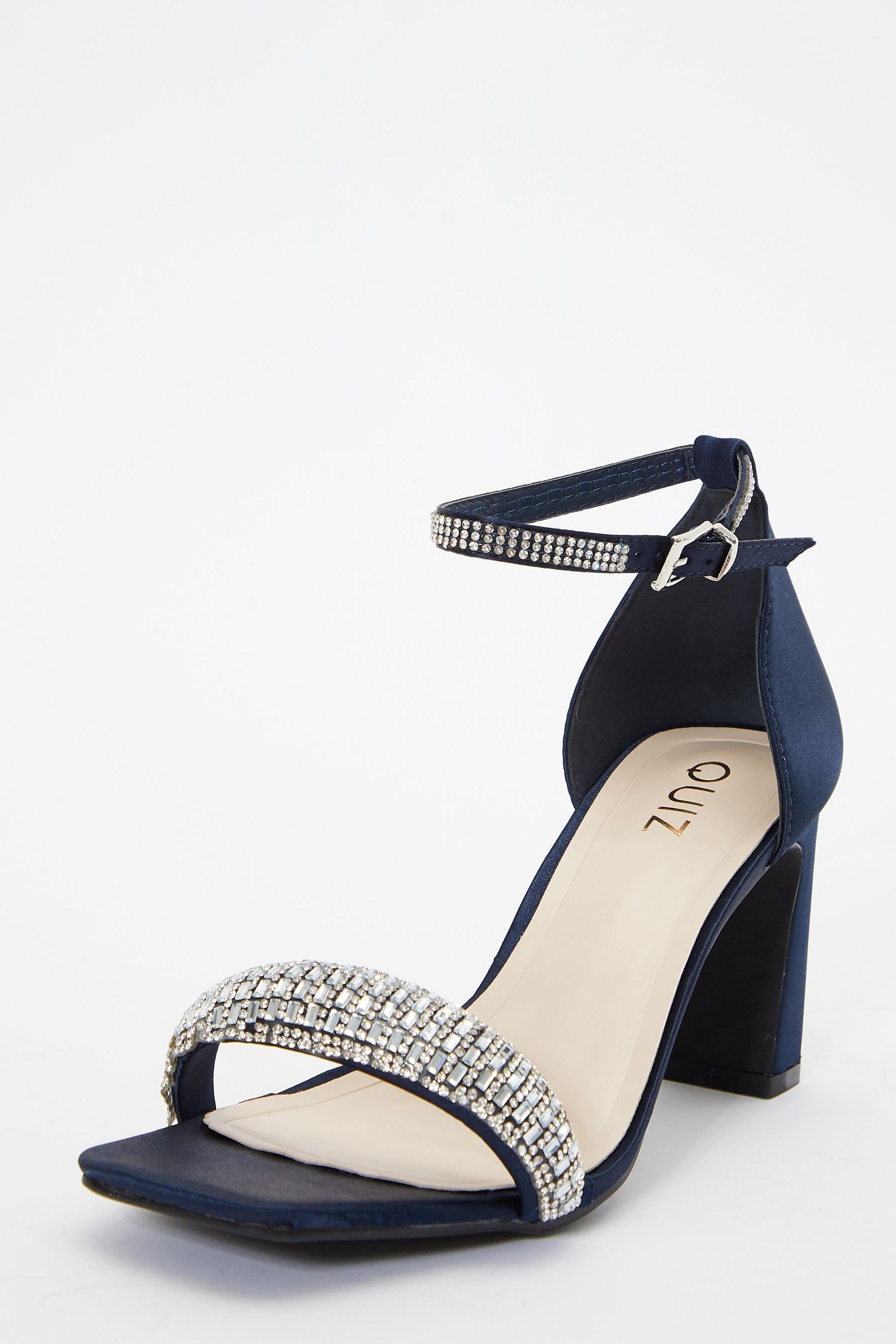 Buy Quiz Blue Satin Diamante Strap Heel Sandals from the Next UK online shop