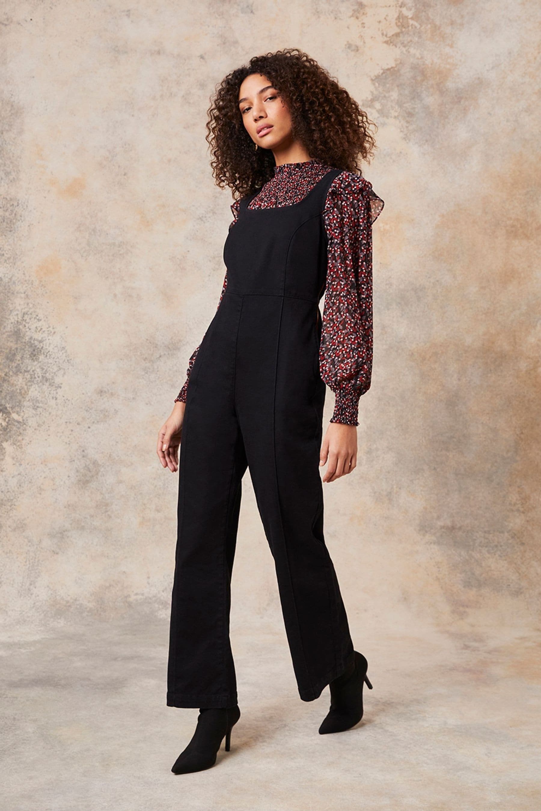 Buy Mint Velvet Black Denim Wide Leg Dungarees from Next Lithuania