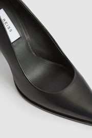 Reiss Black Ada Court Leather Court Shoes - Image 4 of 6