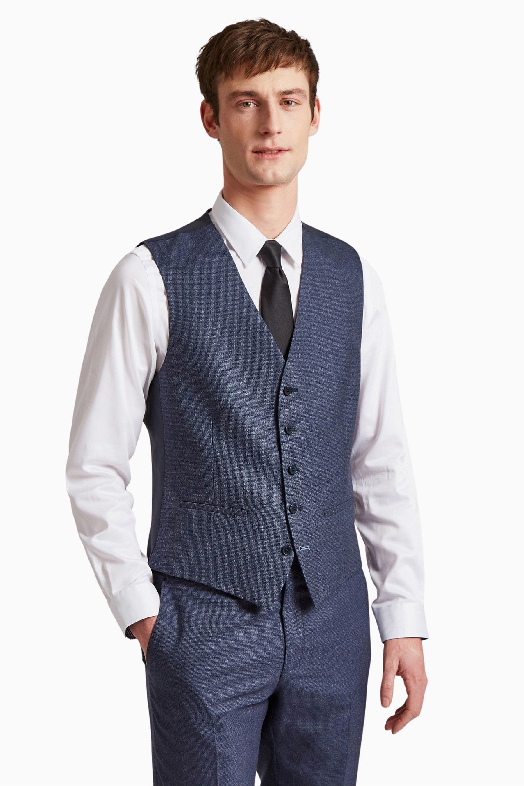 Buy Ted Baker Navy Blue Scratch Slim Waistcoat from Next USA