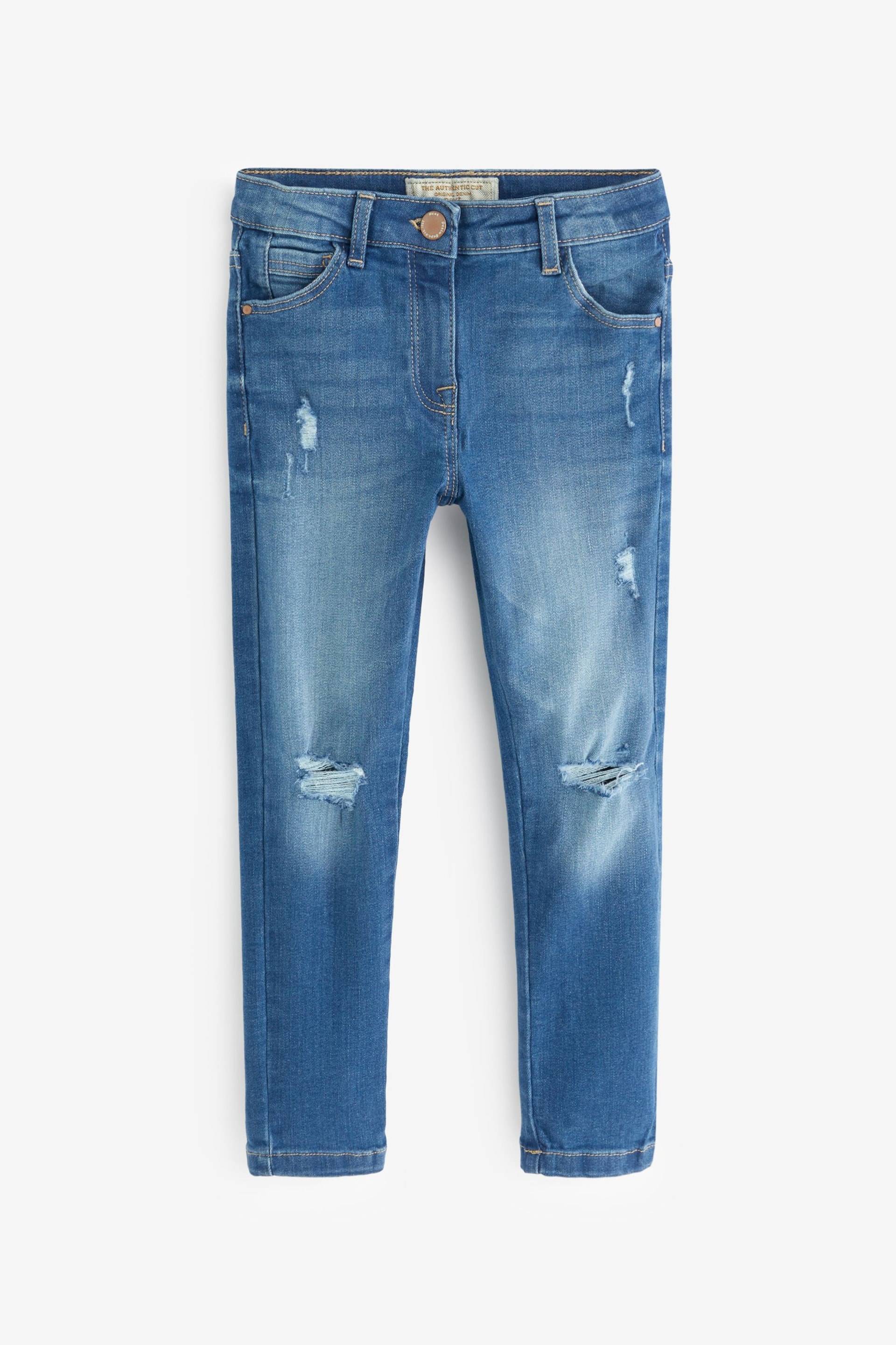Mid Blue Denim Distressed Skinny Jeans (3-16yrs) - Image 6 of 7