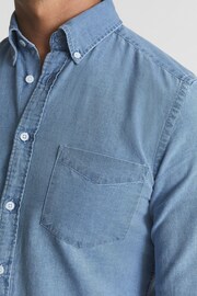 Reiss Blue Sark Chambray Button-Down Shirt - Image 4 of 6