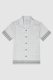 Reiss Soft Grey Suarez Bloom Print Cuban Collar Shirt - Image 2 of 5