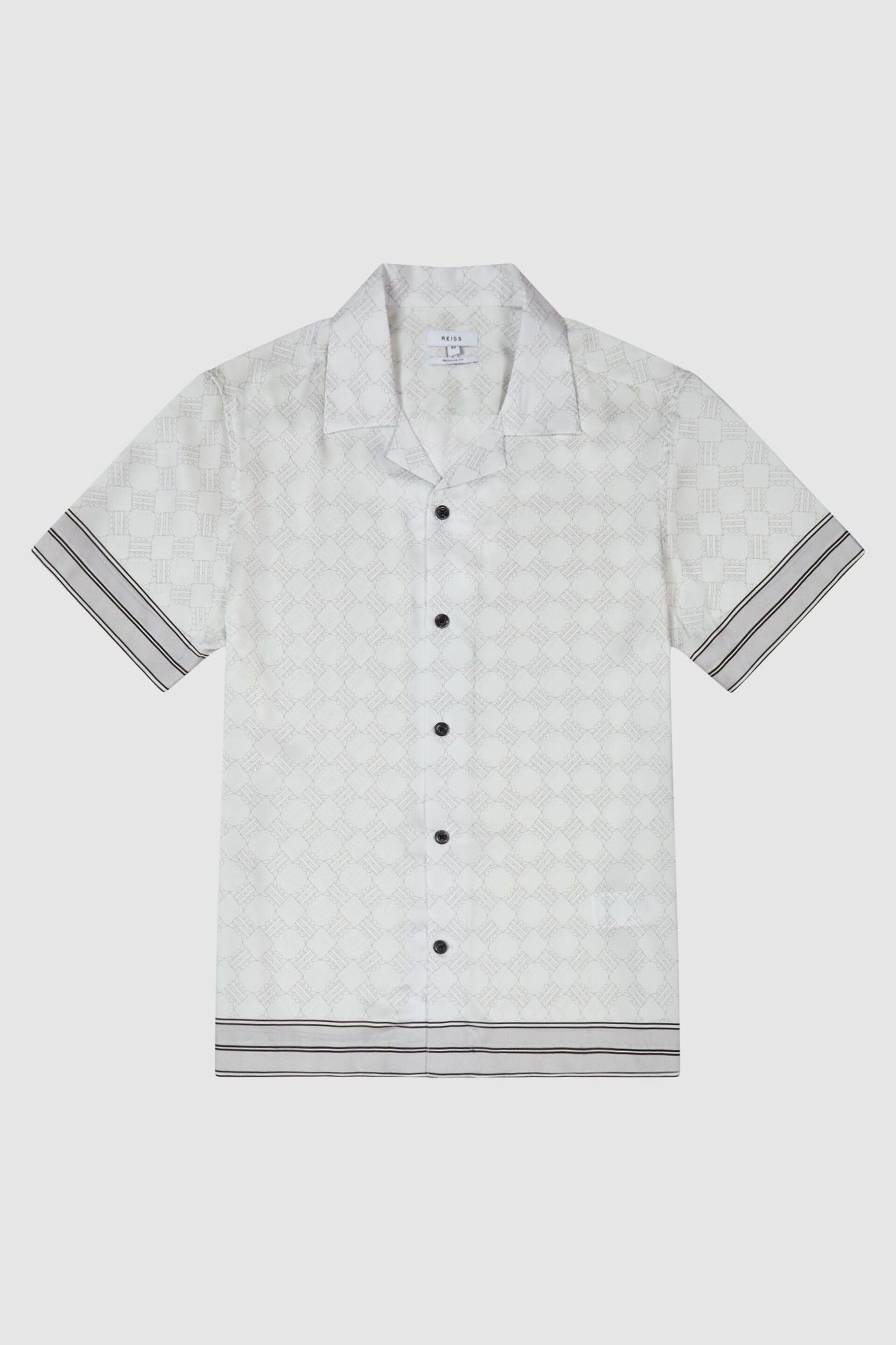 Reiss Soft Grey Suarez Bloom Print Cuban Collar Shirt - Image 2 of 5