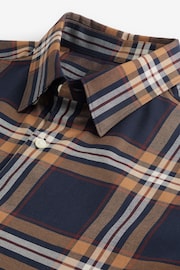 Navy Blue/Rust Orange Stretch Oxford Check Short Sleeve Shirt - Image 7 of 7