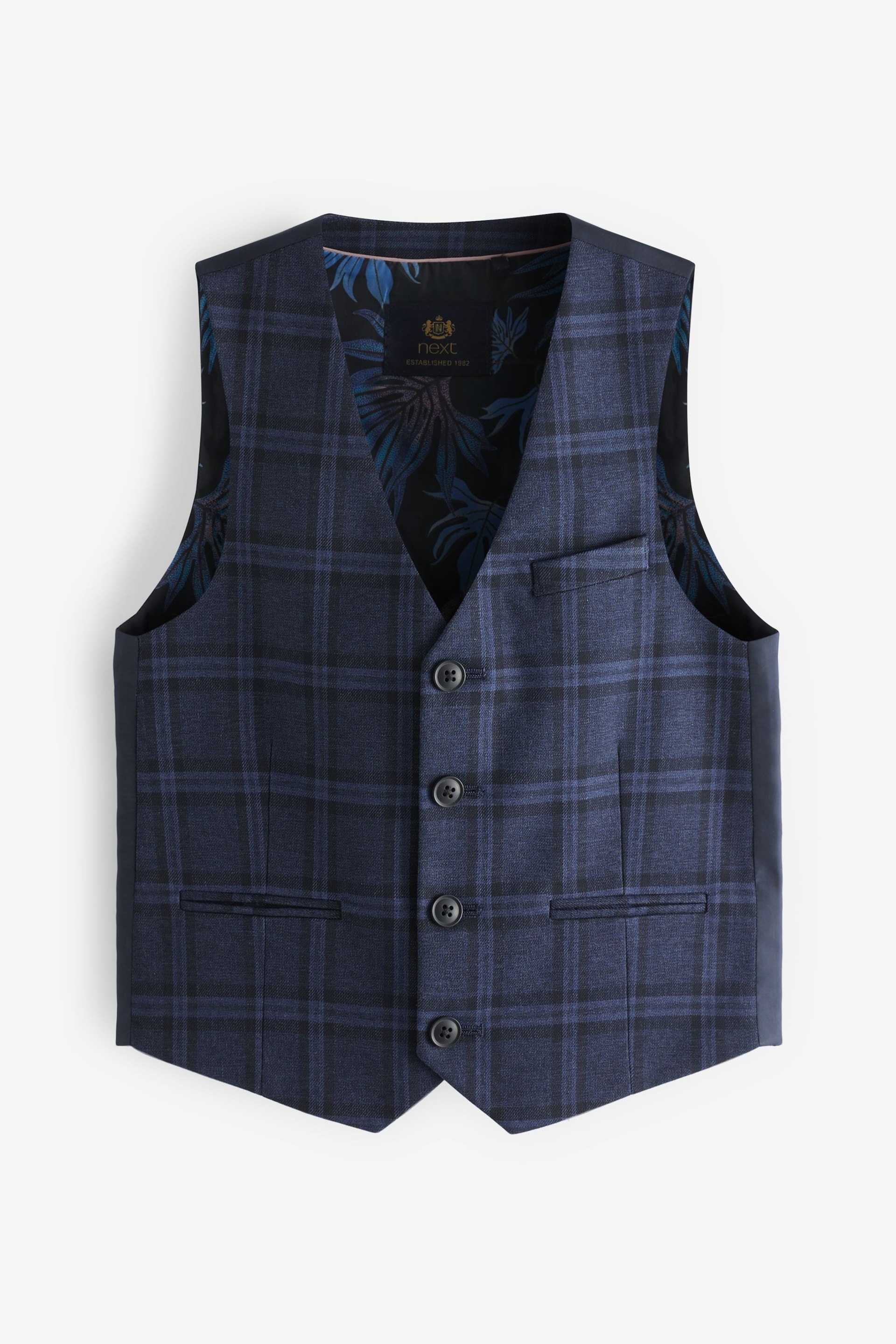 Blue Check Stand Alone Waistcoat (12mths-16yrs) - Image 1 of 2